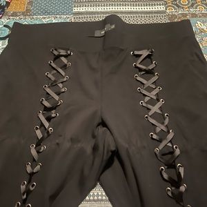 Lace up black leggings